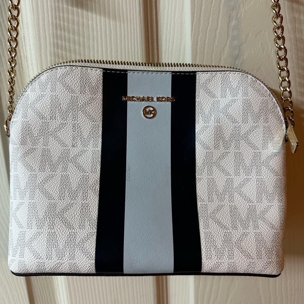 Michael Kors White Crossbody Bag with Gold Chain